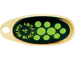 Блесна Black Fury Chartreuse OR/C, №2, золото/черный/зел.точки